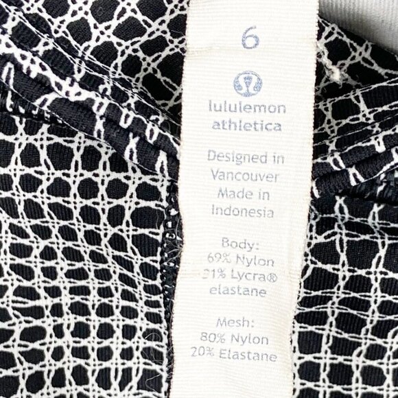 LULULEMON | Black White Printed Leggings Mesh Sides 6 - Picture 7 of 8